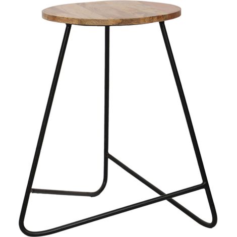 Ravi Single Stool - Mango Wood/Iron - L38 x W38 x H51 cm - Mango Light Finish
