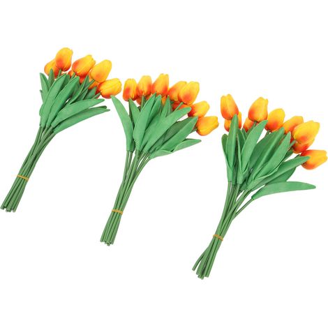 30 künstliche rote Sonnenuntergangstulpen, handgefertigte PU-Blumen, realistische Nachbildung für Zuhause, Hochzeiten und Partydekoration (1/5)