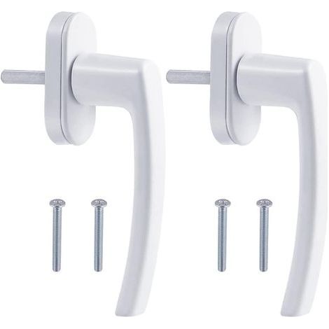 Poignée de fenêtre en alliage d'aluminium, vis dissimulée, tige en métal, couvercle en métal, poignée en aluminium massif, peinture miroir, couleur blanche,2pcs (1/5)