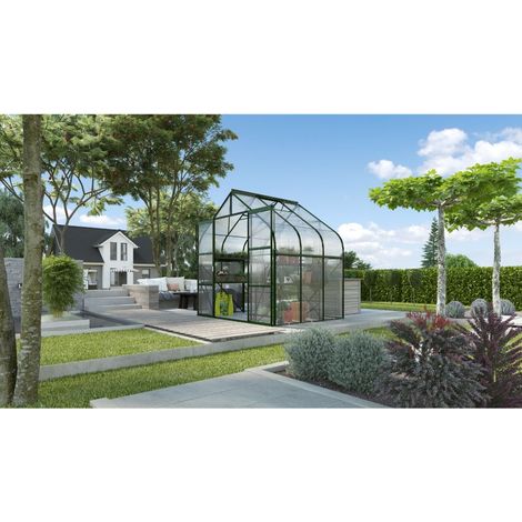 Serre de jardin en polycarbonate 4mm avec structure aluminium - Diana, Long 1.95 m, Couleur Aluminium (1/5)