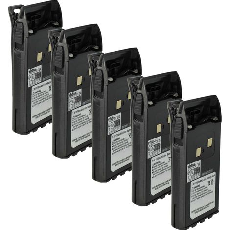 vhbw 5x Batterie remplacement pour BLO-004, BLO-007, BLO-001 pour radio talkie-walkie (1700mAh, 7,4V, Li-ion) - avec clip de ceinture
