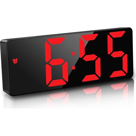 Réveil numérique, horloge de chevet LED 6,7 pouces, alarme vocale, silencieux, fonction snooze, réglage de la température et de la date/heure. (1/5)