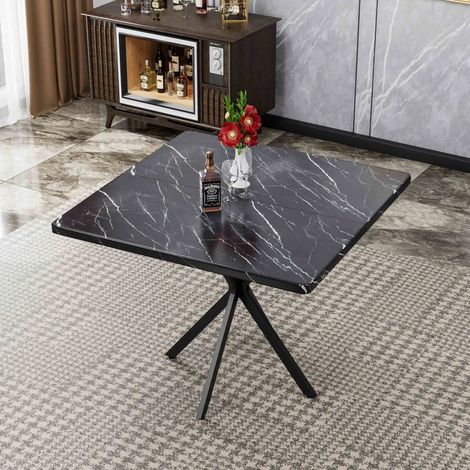 Square Dining Table, Mid Century Modern Square Dining Table for 4-6 Person, Coffee Table for Kitchen Dining Room, Office, Save Space,schwarz
