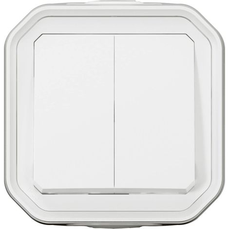 Interrupteur double va-et-vient/poussoir Plexo, blanc, IP55, 10A