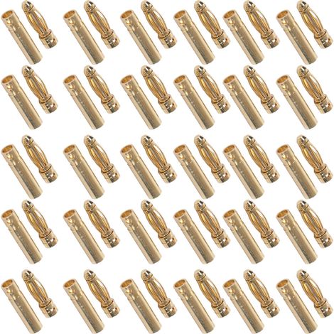 Lot de 30 connecteurs plaqués or pour batteries lithium RC, dispositifs et moteurs électriques (1/5)