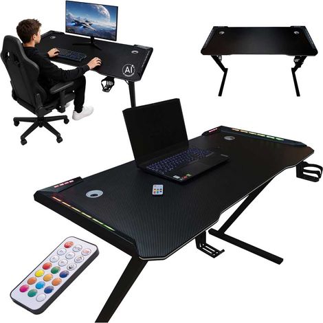 Gaming Desk with RGB LED Lighting, 120x60cm (1/5)