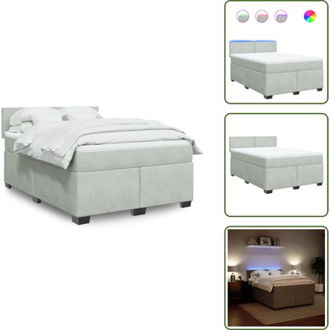 Boxspringbett mit Matratze Hellgrau 160x200 cm Samt - Boxspringbett - Boxspringbetten - Bett - Schlafzimmermöbel (1/5)