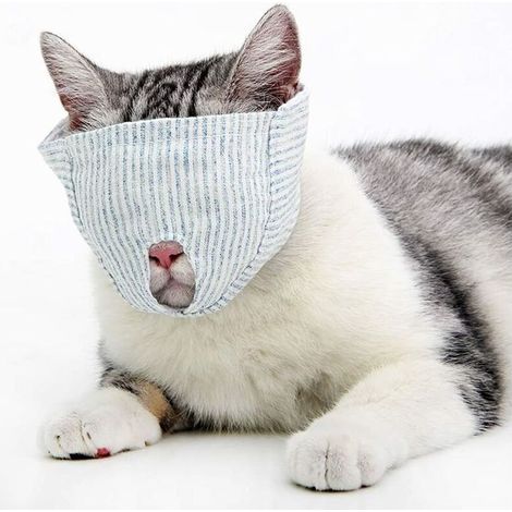 Muselière de chat respirante, muselière de retenue de chat en coton pour le toilettage et la coupe des ongles Section de protection des yeux S (1/5)