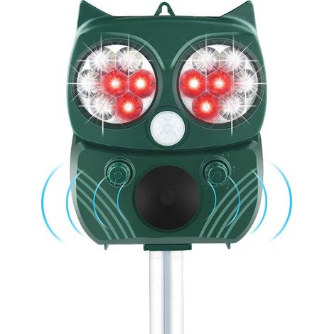 Répulsif Ultrasonique - Détecteur PIR 120° Portée 10 M - 5 Modes Réglables - Étanche IP66 - Solaire et USB - Pour Chats Chiens Renards Souris Oiseaux - 1 Pièce (1/5)