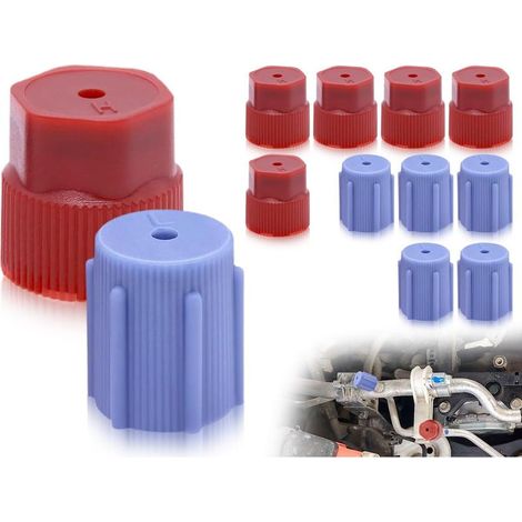 10 Stück Kfz-Klimaanlagenstecker, Hoch-/Niederdruck-Ladeanschlussstecker, Kältemitteladapter für Klimaanlagenreparaturen (1/5)