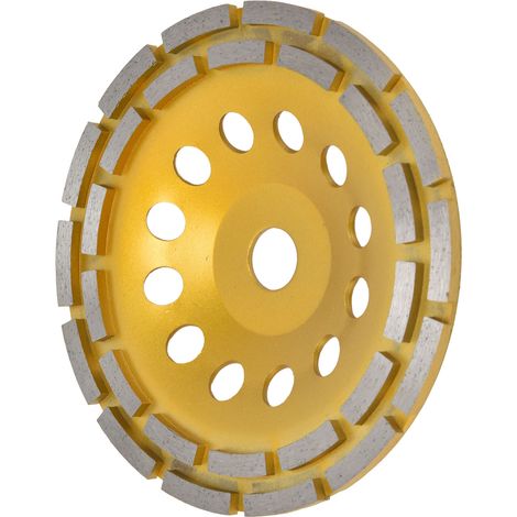 Meule à poncer diamant coupe béton double rangée 180mm pour granit pierre marbre joint acier jaune 22.23mm + 2 rondelles (1/5)
