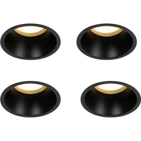 QAZQA Dept spot encastrable - set de 4 - 10.5x10.5x10.4cm - dimmable - IP44 - noir mat (1/5)