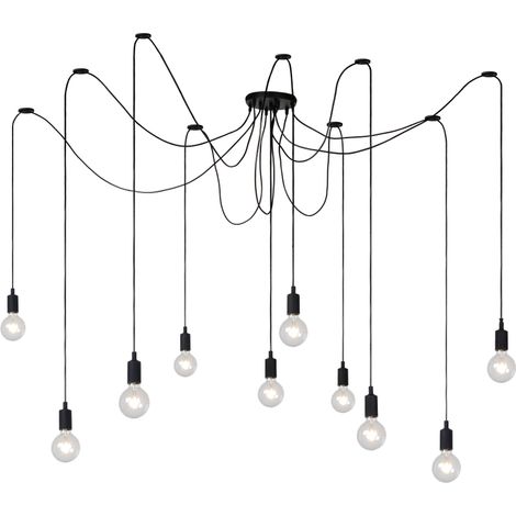 Lampe pendante à 10 lampes noires Fix Adapté pour un loft - 08408/10/30 (1/5)