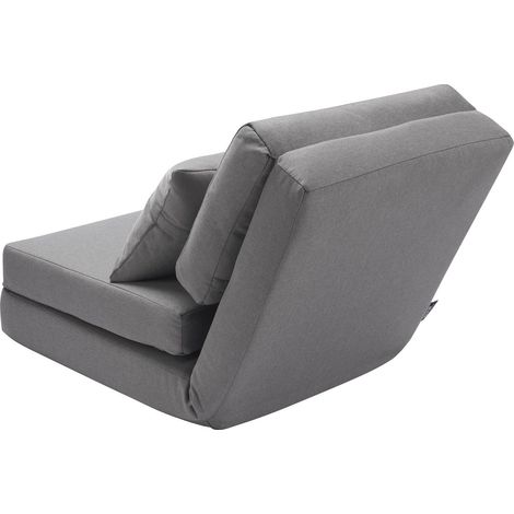 Fauteuil convertible 5 positions, canapé lit pliable rembourré, dossier réglable cadre métal oreiller, gris, usage polyvalent (1/5)