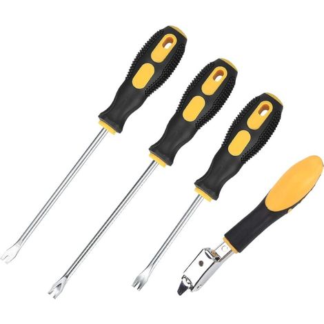 4 Pièces Arrache Agrafeuse Tapissier, Arrache-clous, Décapant d'agrafes de Rembourrage, Extracteur de clous, Outil D'extraction de Pointes, Agrafeuses Dissolvant d'ongles (1/4)