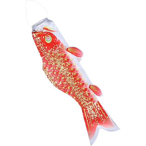 Fisch Windsack Flagge aus Satin in Rot realistische 3D