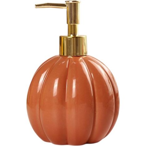 1 Distributeur de savon céramique, pompe plastique dorée, design citrouille, rechargeable, décoration maison, automne (1/5)