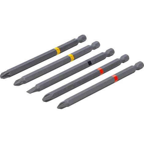 Jeu d Embouts 5 pcs 110 mm - Entraînement Six Pans 6,3 mm, Cruciformes PH et PZ, Plats - Polyvalence et Précision - D-Work