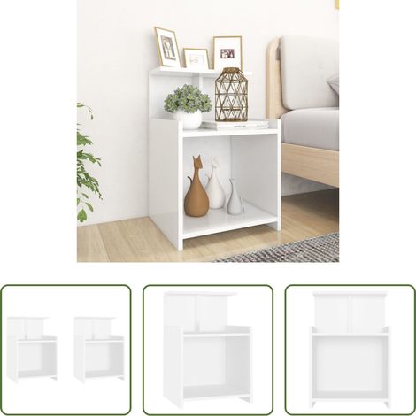 vidaXL Étagères -  Tables de chevet 2 pcs Blanc 40x35x60 cm Aggloméré (1/5)
