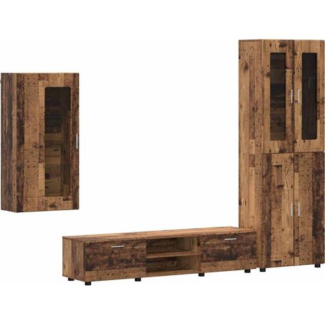TV-Schrankset mit Schubladen FLORIN 3 pcs Altholz Holzwerkstoff vidaXL (1/5)