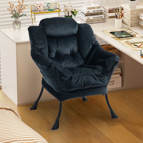 Poltrona relax 70x20x77 cm nera in metallo con supporto per il collo e tasca laterale (1/4)