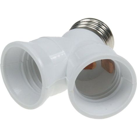 ChiliTec Douille de lampe à 2 prises - Adaptateur en Y pour ampoules E27 - Culot à vis - Adaptateur de lampe - Filetage multiple - Blanc (1/3)
