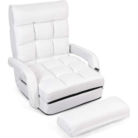 GOPLUS 18 Grille Fauteuil de Salon Convertible, Fauteuil Relax canapé-lit Pliable,avec Dossier Réglable sur 5 Positions,Bleu (1/4)