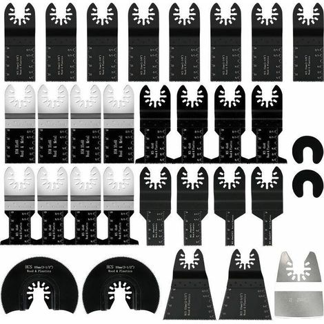 31PCS Outil multifonction lames de scie oscillantes, Accessoires outils oscillants multifonctions, Lame de scie universelle pour Bosch Dewalt Makita Couper les coins de bois carrelage clou (1/5)