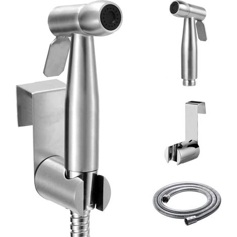 Pulvérisateur de bidet à main – avec crochet de réservoir d'eau et tuyau de douche de 150 cm pour eau de plomberie, toilettes, bidet, pistolet pulvérisateur de salle de bain (1/4)