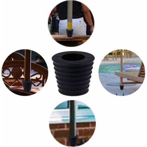 Cales pour parasols - - Lot de 2 - 3,8 cm - Trou d'ouverture 50 à 69 mm - Noir - Caoutchouc dur (1/4)
