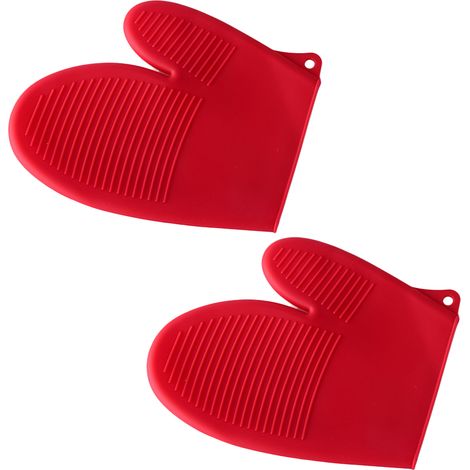 Maniques en silicone pour la cuisine – dessous de plat souples et résistants pour le four – accessoires de cuisine avec sac pour une cuisine plus saine (Rouge) (1/5)
