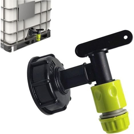 Robinet Cuve 1000l Plastique avce Raccord Tuyau d'arrosage, Adaptateur de Robinet de Réservoir IBC, Connecteur à Filetage 3/4 Pouces Pour Recuperateur Eau de Pluie, Réservoir de Carburant (1/5)