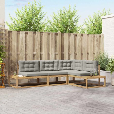Salon de Jardin Modulable en Bois d'Acacia Blanc - Canapé d'Extérieur 277,5 x 198,5 cm - PANGIVO (1/5)