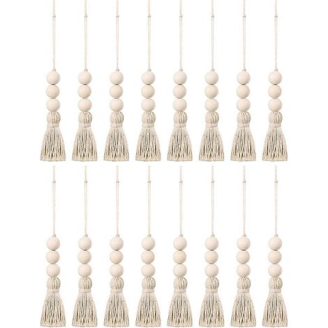 Ornement mural suspendu en perles de bois, 48 pièces, style rustique (1/5)