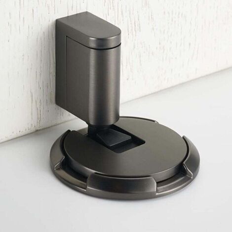 Green Mobility-Türstopper aus Metall, verstellbarer Bodenstopper für 10–25 mm Türfugen, mit doppelseitigem 3M-Kleber oder versteckten Schrauben, sicher, leise – 1 Stück, gebürstetes Schwarz (1/4)