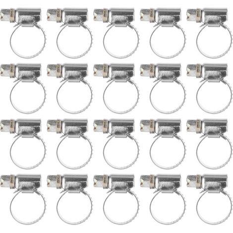 20 Pièces Collier de Serrage Acier Inoxydable Antirouille pour Tuyaux Automobiles et Industries 10-26mm (1/5)