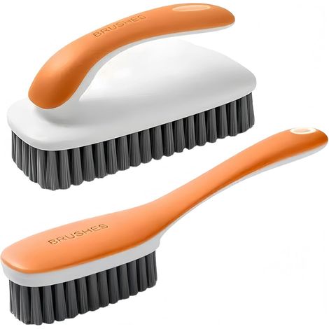 Ensemble de brosses de nettoyage - Brosses à vêtements - Détachage - Poignée ergonomique - 14 x 7 x 5 cm - Orange (1/5)