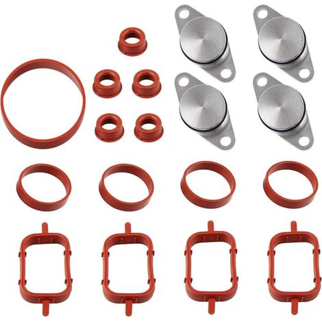 18Pcs Kit de Suppression Clapet Admission,Clapet Echappement,Joint Collecteur Admission,22mm Swirl Flap Bondes avec Joints Toriques,Accessoir de la Culasse,11612246949,pour E90 E60 E46 E53 M57 (1/5)