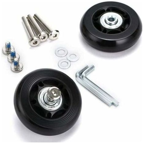Roulettes de valise de rechange – Lot de 2 roues caoutchouc/métal 60mm – Compatible bagages et meubles – Facile à installer (1/4)