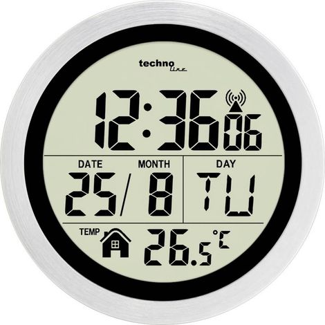 TECHNOLINE WT3005 RELOJ DE PARED DIGITAL PARA CUARTO DE BAÑO, 147 X 79 MM, COLOR PLATEADO
