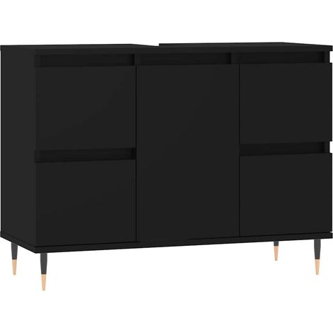 Maison Exclusive - Mueble de baño madera de ingeniería negro 80x3