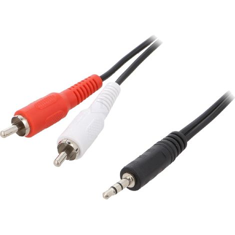 Cable Jack 3.5mm male RCA male x2 1.5m - Noir
