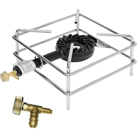 FORNELLONE FORNELLO GAS CM 40X40 CROMATO BRUCIATORE IN GHISA + UGELLO METANO