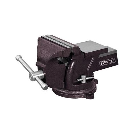 Ribitech – Étau en fonte 125 mm – Mâchoires en acier – Finition noire mouchetée anticorrosion – Serrage indépendant pour fixation stable