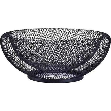 Cesta de frutas de malla, frutero decorativo, soporte para dulces, soporte para encimera de cocina, comedor, escritorio (negro)