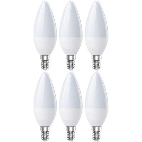 E14 LED Bulbs, E14 LED Candle Light Bulb Cool White 6500K, 5w 600Lumens, Equivalent to 60W Halogen Lamps, 200° Beam Angle, Non-Dimmable, Pack of 6 [Energy Class 2]