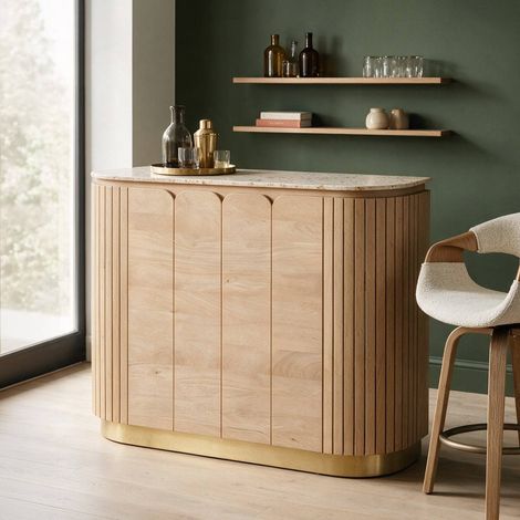 Bar en marbre et bois de manguier Cyrène (1/5)