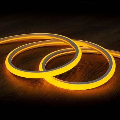 10 m Ruban LED Néon Jaune, Dimmable 220V, Semi-Circulaire 180°, IP67, Coupe tous les 100 cm, pour intérieur et extérieur