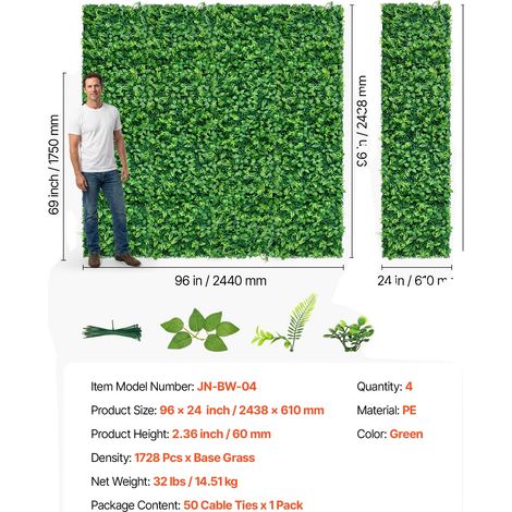 Mur de Fleurs Artificielles, Amical pour les Animaux, Installation Facile, 24x96in 4pcs (1/2)