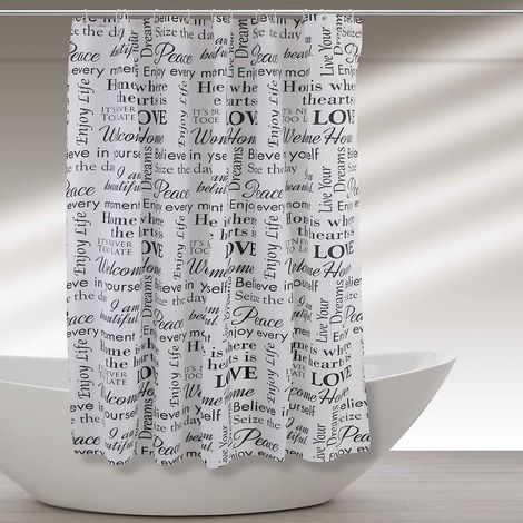 Tenda doccia 240 x 200 cm in poliestere bianco con ganci inclusi (1/5)